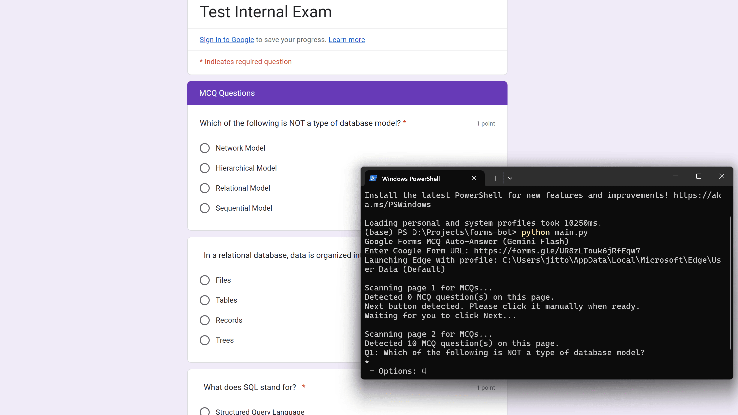 Google Forms MCQ Auto-Answer
